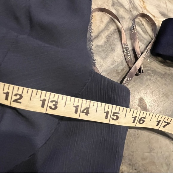 White by Vera Wang Navy Bridesmaid One Shoulder Chiffon Dress Style VW360274 - Picture 12 of 13